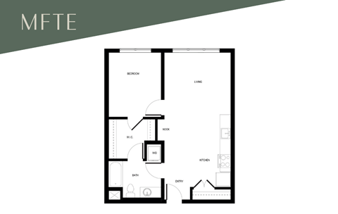 Floor plan for 1 bed, 1 bath, 680 sqft